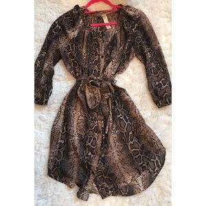 Snakeskin pattern tie dress